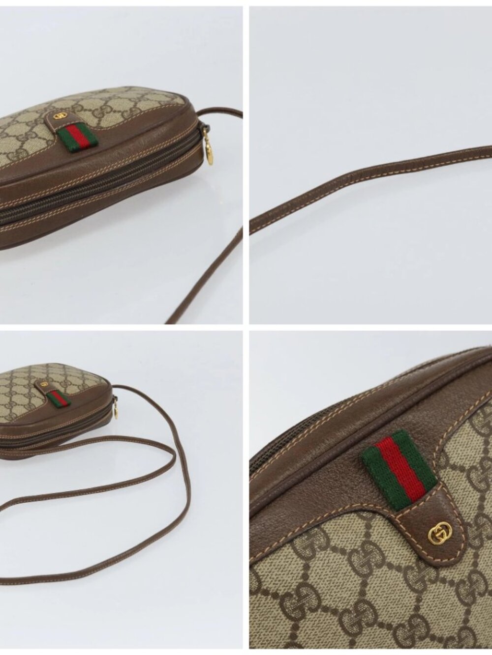 GUCCI GG Supreme Web Sherry Line Bag PVC Beige Gold 007 58 6112 1030 Auth 163653 - Picture 16 of 16